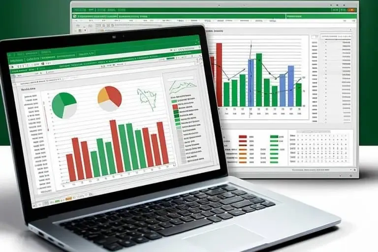 Logiciel Excel affichant des graphiques et tableaux de statistiques.